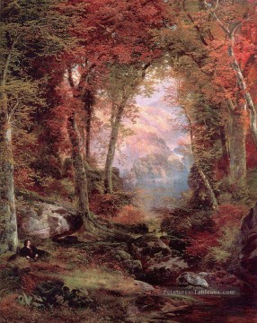  montagnes - Les bois d’automne sous les arbres Rocheuses Rocheuses école Thomas Moran